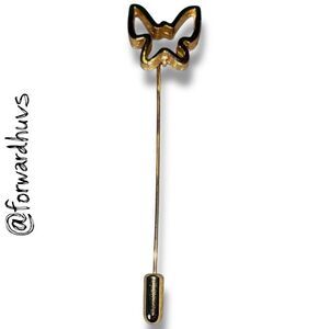 Vintage Gold Tone Butterfly Stick Pin – 2.75” – Good Condition